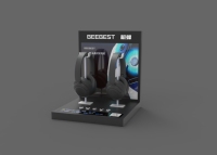 Présentoir de casque interactif avec fonction de charge de base en acrylique et câble de sécurité pour magasin de détail électronique