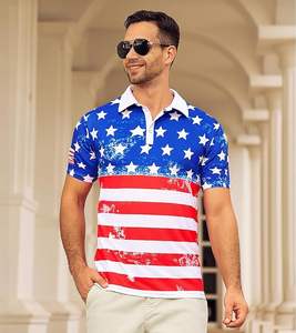 Pantalones cortos de golf atléticos de ajuste seco para hombre, manga corta con cuello estampado, material de punto de poliéster 100% - Product Image 3