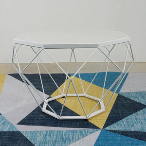 SFBT026 Modern Marble <b>Sofa</b> <b>Table</b> Dimond Collection with White Frame and Decorative White Marble Top - Product Image 3