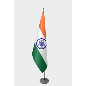 Drapeau de table officiel d'Inde imprimé numériquement avec mât en aluminium, fabriqué en polyester, soie et plastique - Product Image 1
