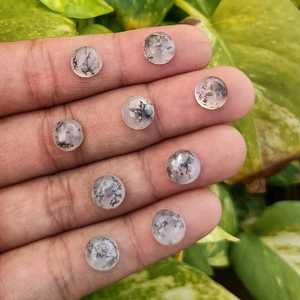 Opale de Dendrite naturelle de qualité 5mm 10mm 30mm toutes les pierres précieuses en vrac à dos plat calibrées pour la fabrication de bijoux de bague de collier faits à la main - Product Image 2