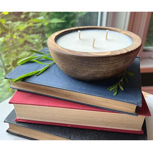 Bol à bougie rond en bois de manguier finition naturelle pour la décoration de la maison et les cadeaux de mariage - Product Image 5