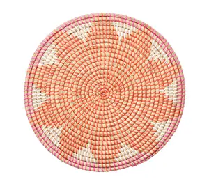 Natural Seagrass <b>Placemats</b> with Floral and Geometric Motifs Round Woven <b>Table</b> Mats Eco Friendly Rustic <b>Dining</b> <b>Table</b> Decor - Product Image 5
