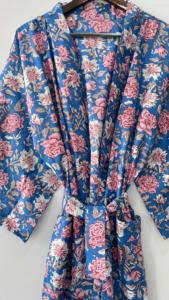 เสื้อคลุมอาบน้ำสไตล์โบฮีเมียนทำจากผ้าฝ้าย100% ชุดคลุมลายดอกไม้สีชมพูสีฟ้าหรูหราน้ำหนักเบาชุดของขวัญสำหรับคริสต์มาส - Product Image 3