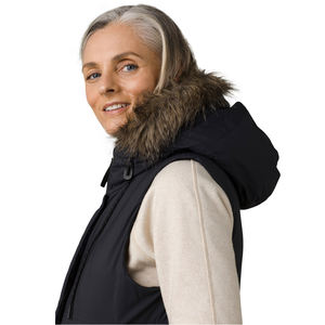 Gilet zippé matelassé court pour femmes Bodywarmer d'hiver rembourré noir avec décoration en fourrure Gilet adulte personnalisé Veste Gilet - Product Image 4