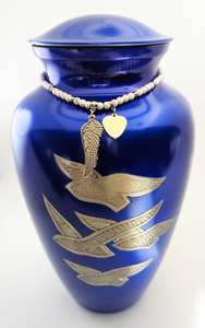Urne funéraire moderne en métal bleu avec gravure artisanale exquise, grande taille pour les cendres d'animaux de compagnie - Product Image 6