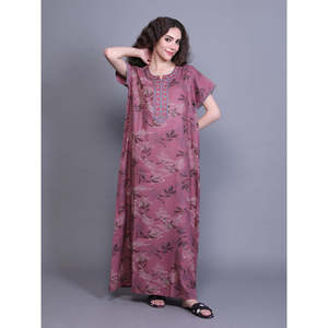 Camisón con Estampado Floral Alpino, Bolsillo Lateral, Bordado en el Escote, Talla 3XL, Material Suave de Spandex, Logotipo Personalizado, Cintura Elástica, ODM - Product Image 3