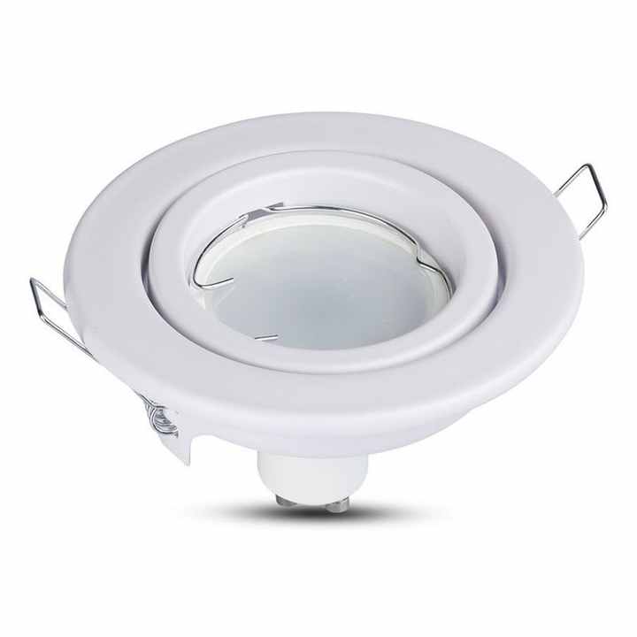 Round LED Spotlight Holder GU10 MR16 With Spring White Color Adjustable Spotlight Fitting SKU-3469 - Lighting /