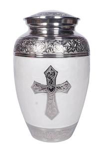 Urna moderna de metal grabada en níquel de estilo americano para cenizas humanas Buque conmemorativo funerario de cremación alternativa - Product Image 3