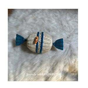 Rotin Bonbons Forme Décoration Unique Rotin Ornements De Noël À La Main En Osier Naturel Boho Rustique Durable Écologique - Product Image 1