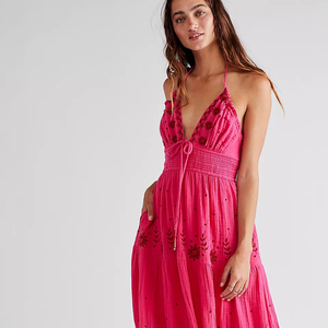 Ropa de playa Hippie para mujer, vestido de fiesta con espalda descubierta bordado, bohemio, para verano - Product Image 1