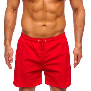 100% Poliéster Rojo Pantalones cortos de baño de longitud media Patrón sólido Estilo casual Característica ecológica - Product Image 1