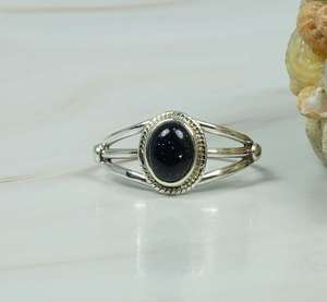 แหวนพลอยอัญมณีแกะสลักรูปวงรีทรงรีสีฟ้าแบบเรียบ925สเตอลิงซิลเวอร์ชุดแหวนแฟชั่นสำหรับสตรีจากธรรมชาติ - Product Image 4