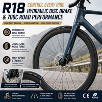Vélo de route en carbone sans fil léger, 13 vitesses, frein à disque hydraulique, 700C 700x28C, vélo de course R18