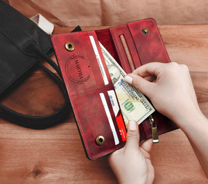 ของขวัญวันแม่ กระเป๋าสตางค์หนังผู้หญิงแบบสั่งทำพิเศษ ของขวัญวันเกิดแม่ กระเป๋าสตางค์ปักชื่อย่อแบบกำหนดเอง ที่ใส่บัตรหนัง - Product Image 2