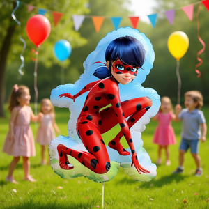 Ballon en aluminium Coccinelle 55x86cm, Décoration de fête, Lot de 2 - Product Image 3