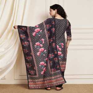 Conjunto de muselina suave pura de calidad superior Lila tradicional elegante bordado a mano trabajo de espejo Real encaje elegante listo para usar - Product Image 6