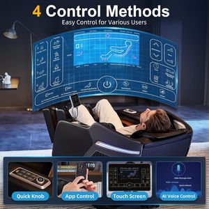 Sillón de Masaje Eléctrico de Cuero Shiatsu, Gravedad Cero, Cuidado Corporal Completo, Función Musical, Lujoso, Ahorro de Espacio, Portátil - Product Image 6