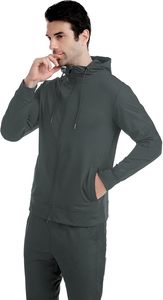 ชุดวอร์มผ้าเทอร์รี่เนื้อนุ่ม 350GSM เสื้อสเวตเชิ้ตคอกลมผู้ชาย กางเกงจ็อกเกอร์ ลายพิมพ์ไล่เฉดสีแดงเหลืองไฟ - Product Image 4