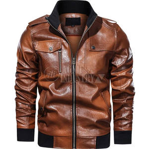 Dernier style, vente en gros, veste en cuir pour homme coupe-vent et imperméable, col montant, logo frontal, best-seller, hiver, vente en ligne - Product Image 1