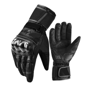 Équipement de course d'hiver professionnel personnalisé gant de moto pour hommes respirant en cuir véritable noir Patchwork Design - Product Image 5