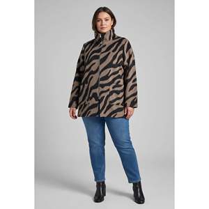 Abrigo de invierno con estampado de leopardo, sin forro, talla grande, color café - Product Image 6