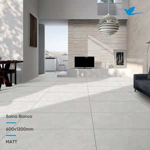 Carreaux de sol muraux en porcelaine polie 60x120cm rustique moderne, blanc mat, gris, antidérapant, fonction brique réfractaire, intérieur - Product Image 2