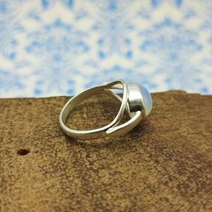 Bague bohème en argent 925 faite à la main avec incrustation de perles de diamant taillées ovales en opalite inspirée du cadre de bijoux de fête de mariage - Product Image 2