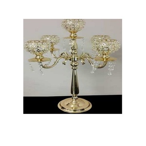 Accessoires de foudre de candélabre de grande taille de couleur d'or de conception fabuleuse pour le bougeoir de candélabre de décoration de mariage et de fête - Product Image 5