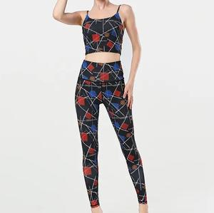 Traje de yoga deportivo de dos piezas personalizado OEM, mallas elásticas de cintura alta, Sujetador deportivo transpirable con cordón, gimnasio, Fitness, cintura alta - Product Image 4