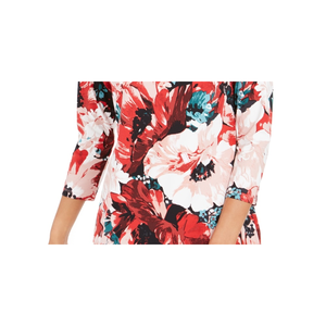 Top da Donna Charter Club con Stampa Floreale Rossa, Collo a Barchetta, Stile Casual, Logo Ricamato, Taglia XL, Realizzato in Seta e Poliestere per Signore - Product Image 3