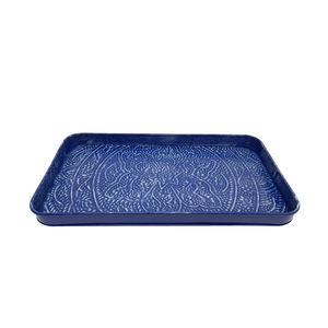 Plateau de service en métal de forme ronde de couleur or pour les hôtels et les restaurants plateau de service de nourriture de table fait à la main personnalisé - Product Image 2