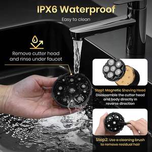 Afeitadora Eléctrica Recargable de Doble Cuchilla Rotatoria, Impermeable, Kit de Afeitado para Hombre, para Afeitar el Cuerpo y la Cara, IPX7 - Product Image 3