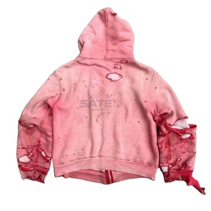 Sudadera con Capucha de Estilo Urbano, Lavado Ácido Personalizado, Gruesa, 100% Algodón, con Cierre, Doble Capa, Moderna - Product Image 2