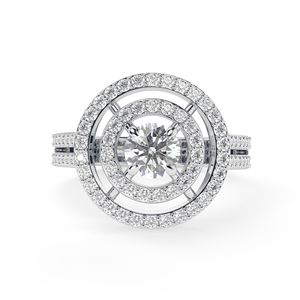 Anillo de compromiso de doble halo de diamante de corte redondo para ella - Product Image 2