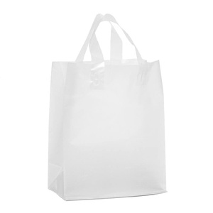 Clear Frosted Soft Loop Plastic Handle Gift Bags - Product Image 3
