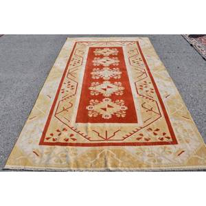 Nouveau 5.9 X 9.6ft Classique Orange Jaune Patchwork Tapis Turc Viscose Laine Latex Support pour Home Living Entrée pour Couloir Utilisation - Product Image 1