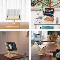 Support de livre rotatif à 360° pour la lecture, Wishacc Mangowood, support de livre de cuisine, hauteur et angle réglables, en alliage d'aluminium, pliable