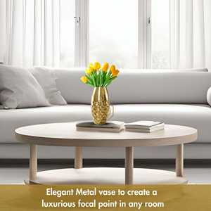 Jarrón de Metal dorado medio martillado moderno, maceta de diseño elegante, para el hogar y la decoración contemporánea Oficina, estilo de exportación al por mayor - Product Image 2