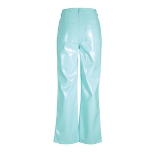 กางเกงกีฬาหนังแท้ PU ระบายอากาศปรับแต่งได้สำหรับผู้หญิงเอวกลางแบนด้านหน้ามีกระดุมตกแต่งสำหรับกีฬาฤดูหนาว - Product Image 6