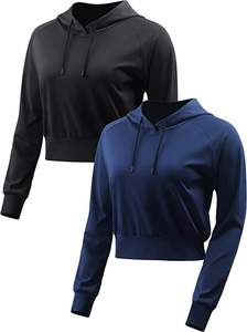 Sudadera Corta Informal de Color Sólido para Mujer, Venta al por Mayor de Invierno, Colores Personalizados, Secado Rápido, Poliéster/Algodón - Product Image 2