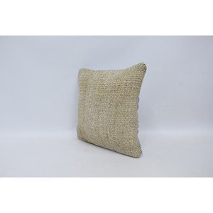 <b>Beige</b> Kantha Patchwork Wool Pillow 16x16 Inch Decorative <b>Cushion</b> Woven Embroidered Vintage Print Square Portable Bedding Floor - Product Image 4
