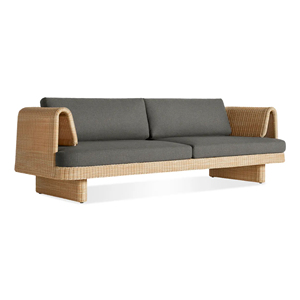 Muebles de Exterior, Sofá de Tres Plazas de Madera de Teca con Ratán y Cojín para Jardín o Patio - Dona - Product Image 1