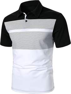 Polo à manches courtes pour hommes Chemises décontractées coupe ajustée Chemises à panneaux en patchwork de couleurs contrastées pour hommes - Product Image 3