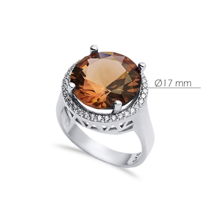 Classic Round Sultanite Cluster <b>Ring</b> Rhodium-Plated HAndmade Turkish <b>925</b> Sterling <b>Silver</b> Jewelry for Wholesale buyer - Product Image 2