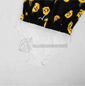 <b>Men's</b> Cotton <b>Shorts</b> with Double Layer Drawstring Closure Summer for Smiley Face Design Eco-Friendly Sublimation Solid <b>Pattern</b> - Product Image 6