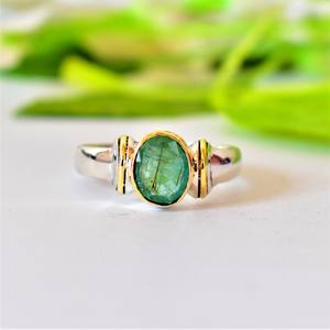 El mejor anillo de bodas de dos tonos Vintage de Plata de Ley 925, ajuste de bisel esmeralda de 4,4 gramos, Unisex certificado por terceros - Product Image 2