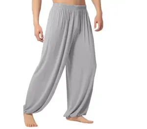 Yoga pantolon erkek ve bayan rahat katı renk Baggy pantolon göbek dans Yoga sweatpants Trendy gevşek dans giyim