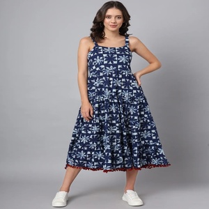 Robe ethnique vintage élégante à imprimé floral, à bretelles, longue, pour femmes, 100% coton, respirante, séchage rapide - Product Image 5