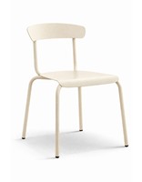 Chaise empilable moderne en acier sans accoudoirs, cadre métallique vert et blanc pour extérieur, jardin, école